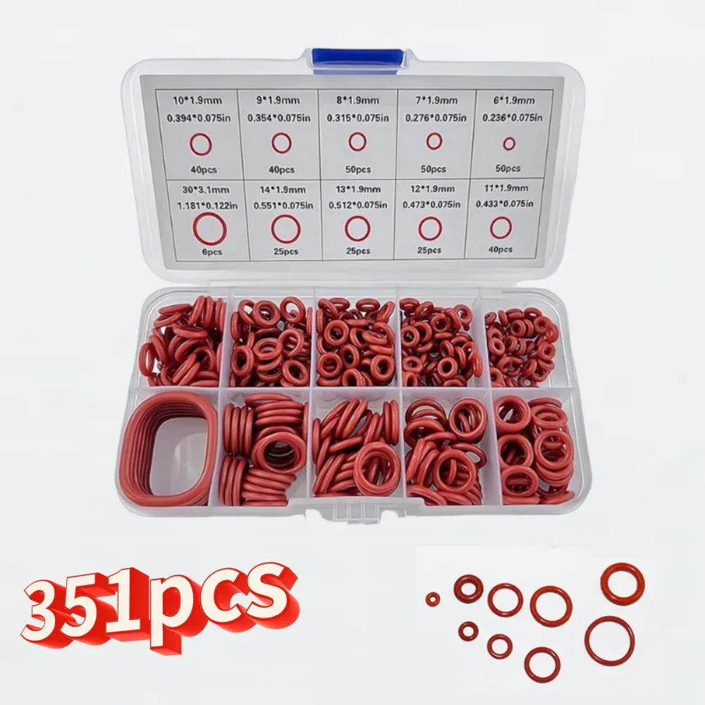 351PCS Silicone O-Ring Sealing Set, Ten Different Standard Sizes Oil Heat Resistant Rubber Gasket Pad For Cars Pipelines Peaceful Pleasures Health and Wellness