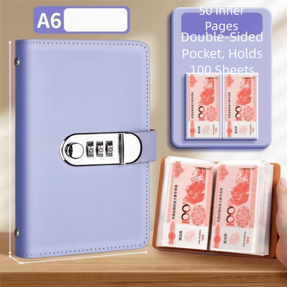 PU Leather Budget Binder with Lock | Cash Envelope Organizer