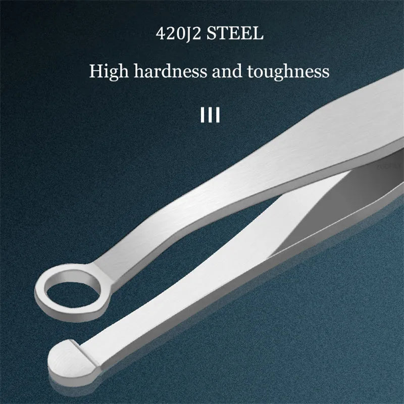 Stainless Steel Round-Tip Nose & Eyebrow Trimming Tweezers