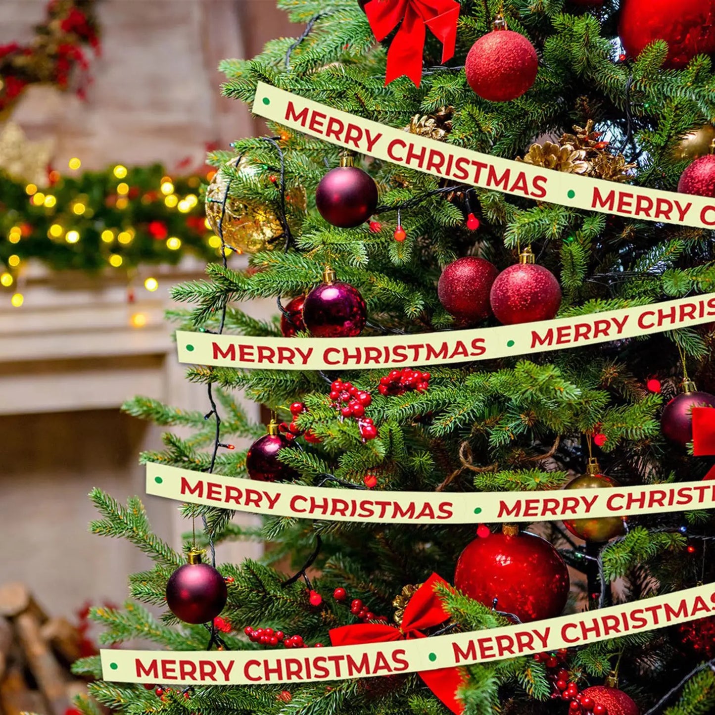Christmas Glowing Caution Tape 16.4ft | Holiday Party Decoration