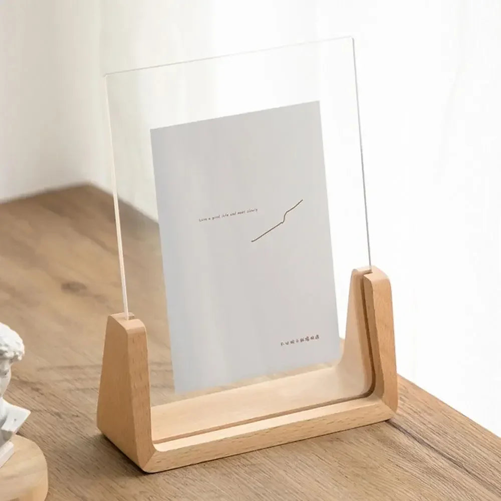 Acrylic & Wood Desktop Photo Frame | Walnut Beech U-Shape