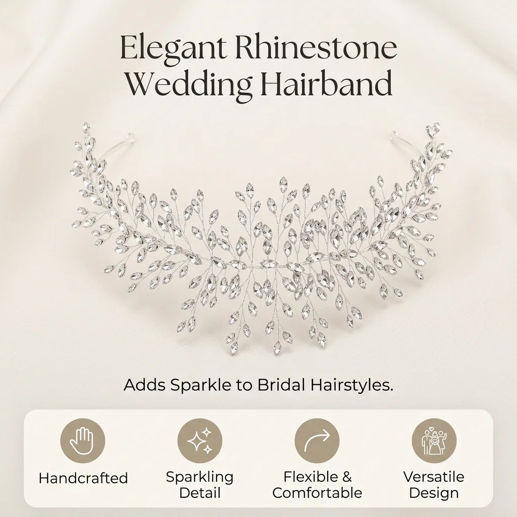 Rhinestone Hairband Alloy Base with Crystal Design for Wedding and Stage Performance Peaceful Pleasures Health and Wellness