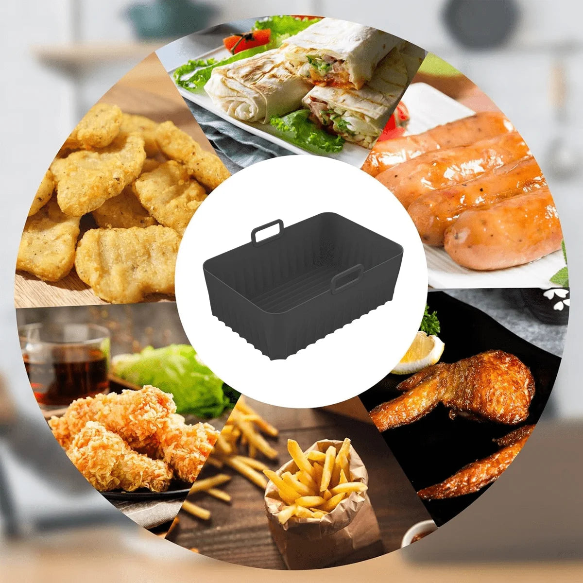 Leeseph Air Fryer Silicone Liners, Reusable Non-Stick Pot Oven Liner Baking Tray, Air Fryer Basket Air Fryer Accessories Peaceful Pleasures Health and Wellness