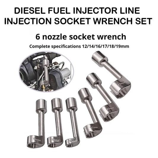 Diesel Fuel Injector Line Socket Wrench Set 12–19mm Injector Socket Wrench Peaceful Pleasures Health and Wellness