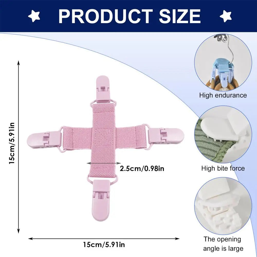 Bed sheet detangler with four clip Household Laundry Blankets Detangling Clips Household Washing Machine Sheet Cleaning Supplies Peaceful Pleasures Health and Wellness Pink
