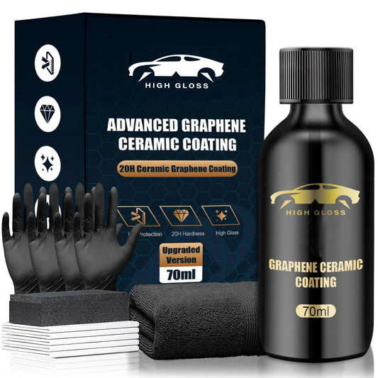 Graphene Ceramic Coating Advanced 20H Ceramic Coating for Cars High Gloss Nano Graphene Coat Kit Hydrophbic Mirror Paint Peaceful Pleasures Health and Wellness 70ml set