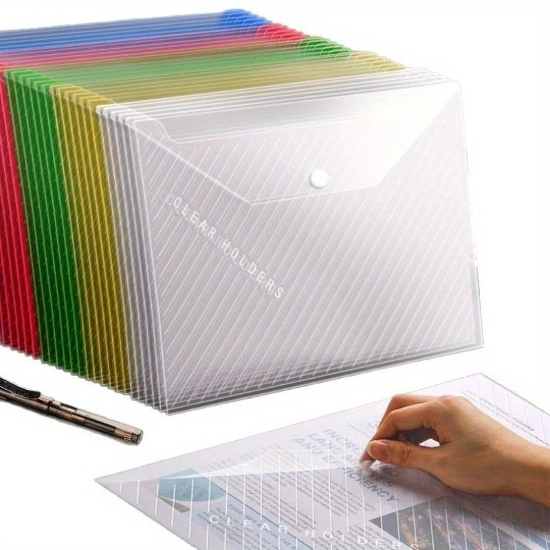 5-Pack A4 Waterproof Snap File Bags – Transparent Storage