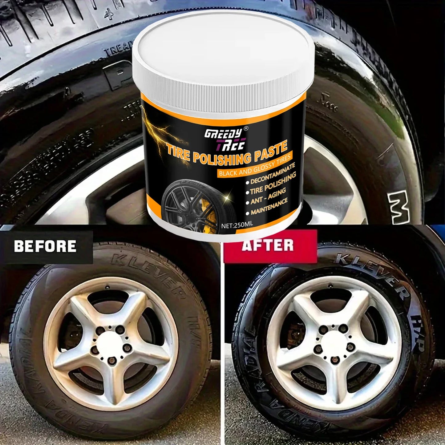 Tire Wax Brightening Paste – Dark Color & Anti-Cracking Guard