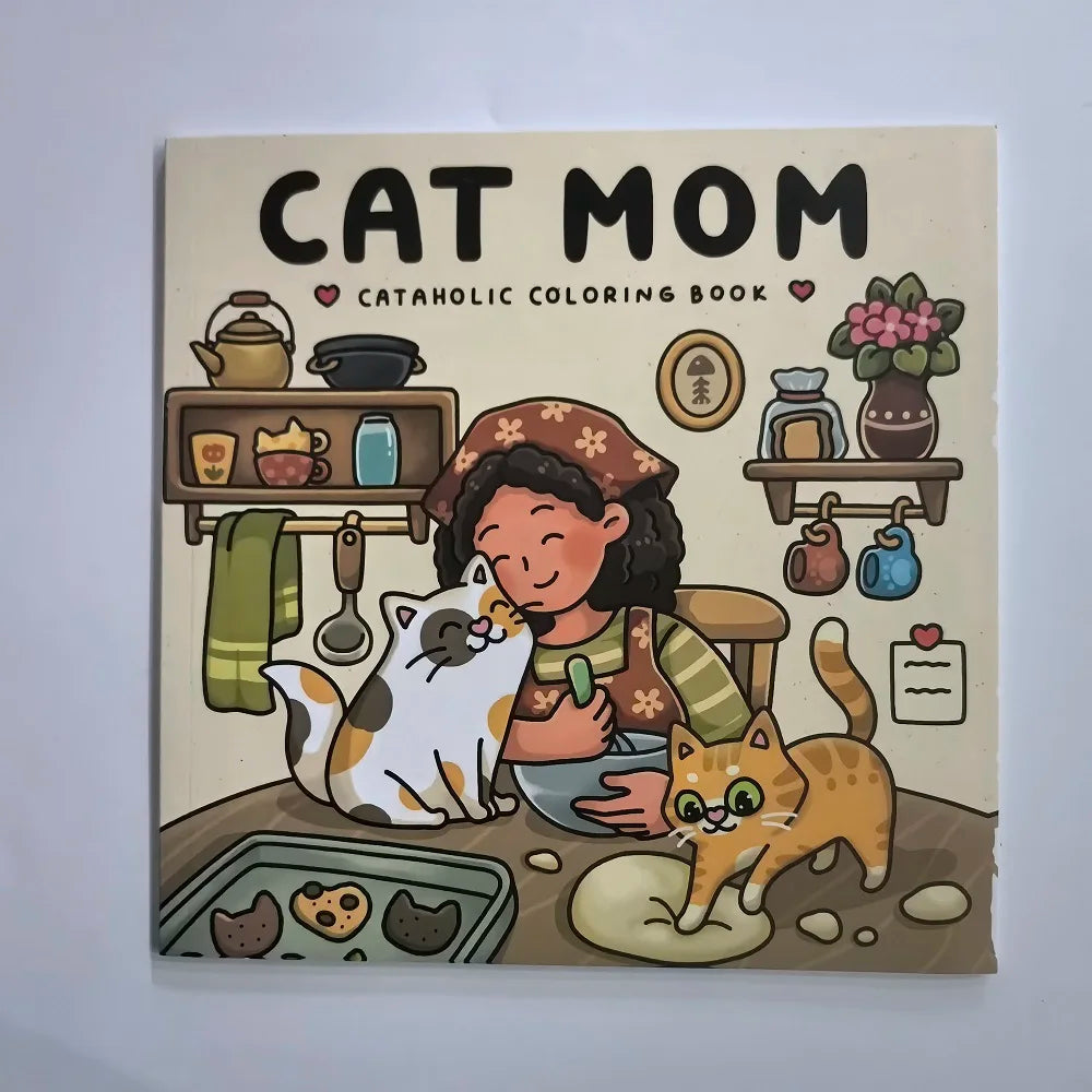 CAT MOM Coloring Book Adults Featuring Cute Cozy Daily Activities