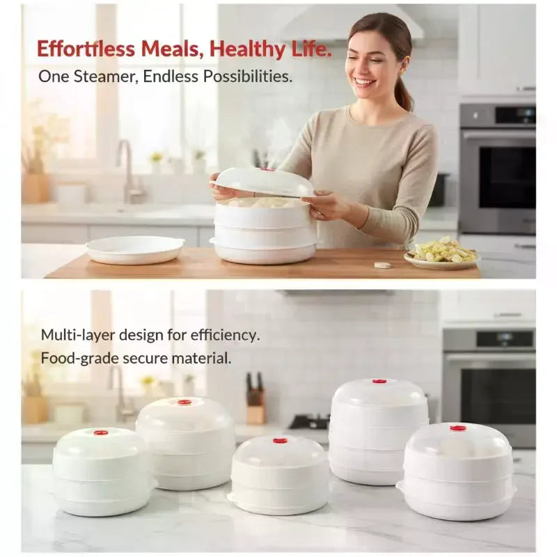 Microwave Food Steamer Set | Heat-Resistant Stackable Trays
