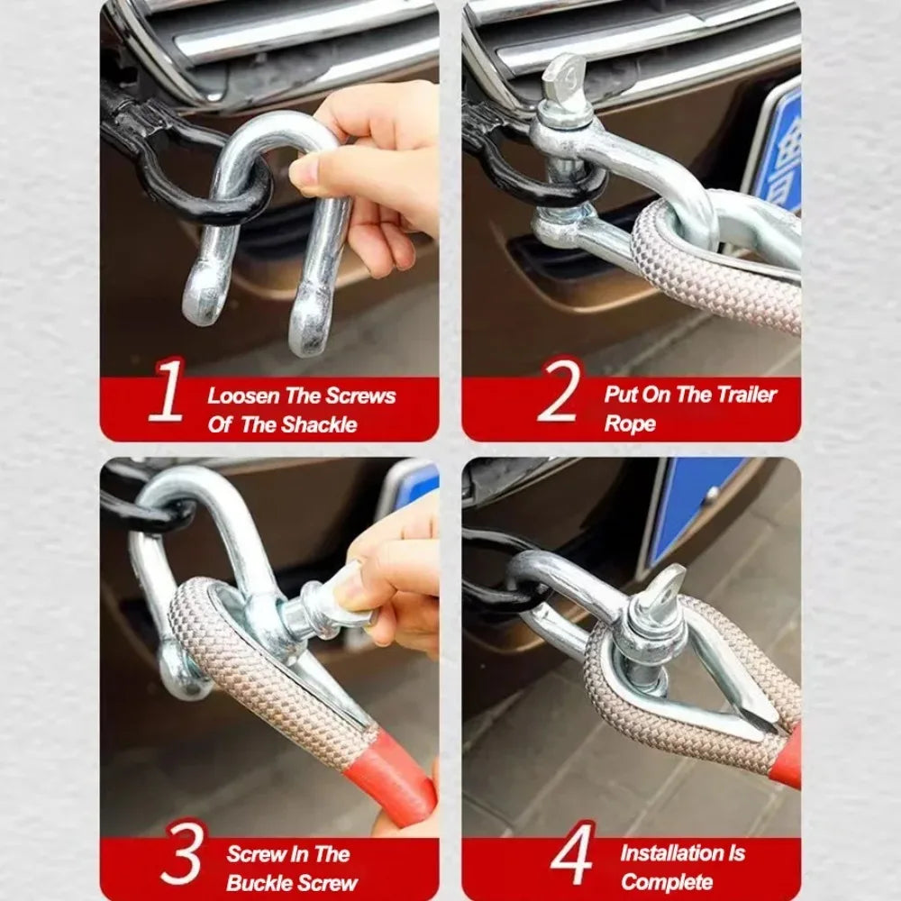 Upgraded Heavy Duty Car Tow Rope Off Road Tow Strap with Hook Wear-Resistant Vehicle Emergency Rescue Recovery Auto Accessories Peaceful Pleasures Health and Wellness
