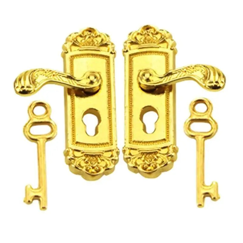 1/12 Miniature Dollhouse Door Lock & Key Set – 2Pcs Metal