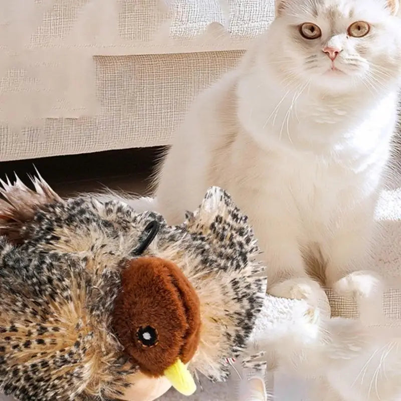 Plush Sparrow Cat Toy with Realistic Bird Calls & Vibration