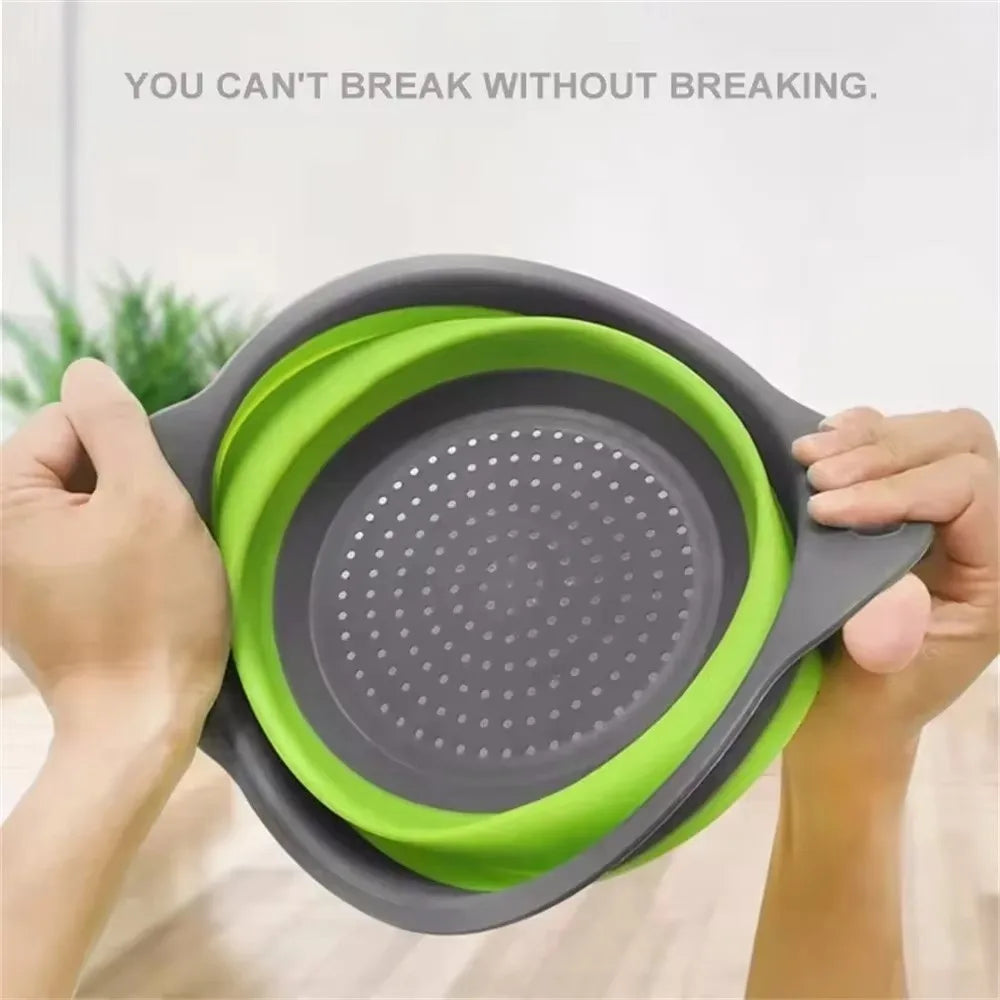 Silicone Folding Drainer Basket Drain Device Multifunctional Fruit Vegetable Washing Basket Food Grade Collapsible Colander Peaceful Pleasures Health and Wellness
