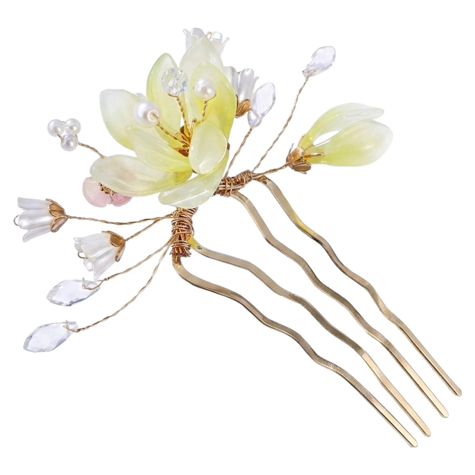 Green Flower Hair Clip Comb Barrette for Women Girls Resin Material Stable Anti-Slip Teeth Suitable for Daily Commute, Parties Peaceful Pleasures Health and Wellness Green comb