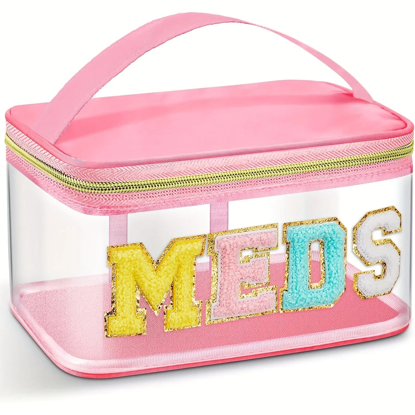 Fashion Letter Patch Clear Nylon Zipper Cosmetic Travel Bag
