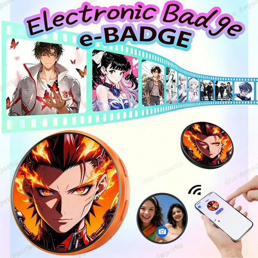 Dynamic Electronic Display Small Pendant Fashionable Badge Digital Show Sceen Smart Cyber Badge E-Badge Electronic Display Badge Peaceful Pleasures Health and Wellness