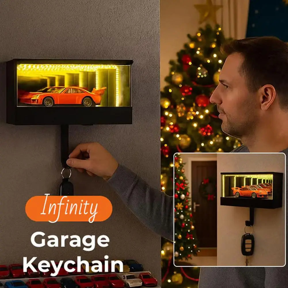 Car Garage Key Holder with LED Infinity Mirror Light | Key Organizer