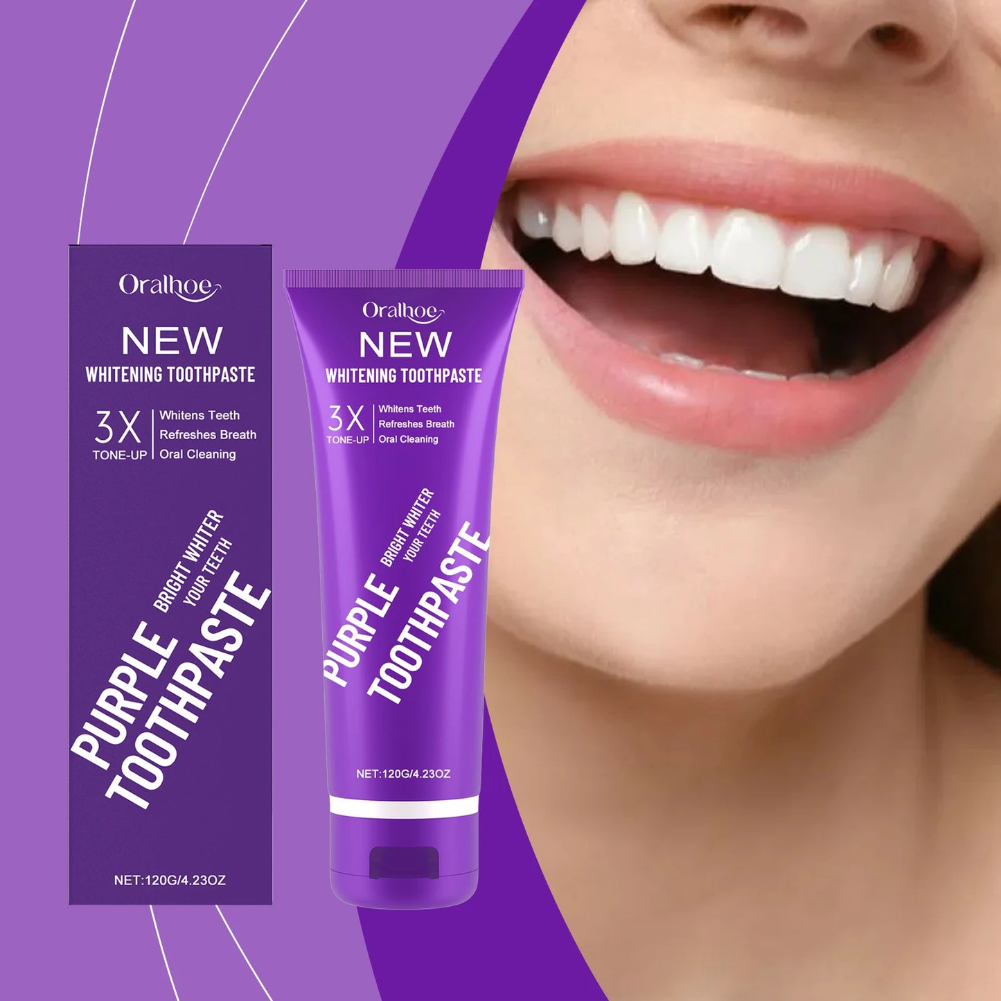 Purple Whitening Toothpaste | Fluoride-Free Stain Removal Mint
