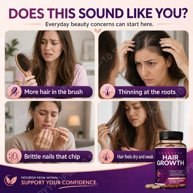 Hair Growth Vitamins for Women | Biotin 10000mcg + Collagen