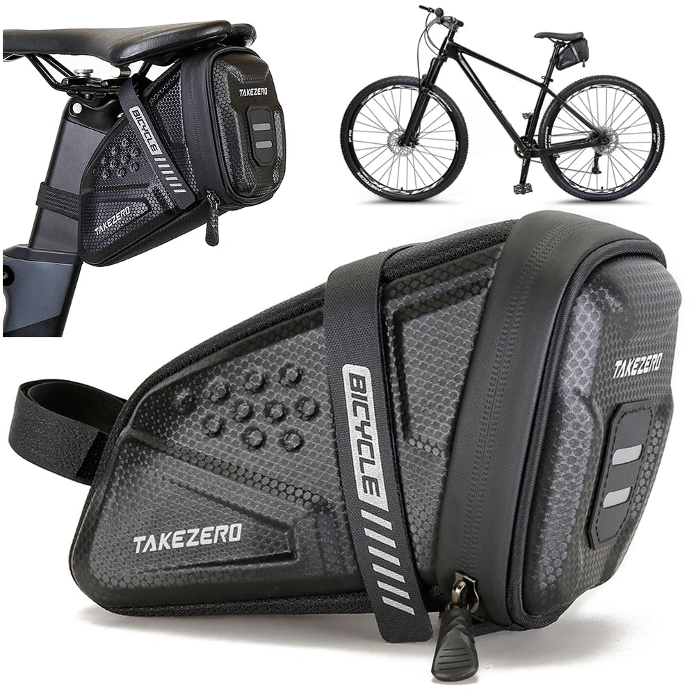 1L Reflective Bike Saddle Bag – EVA Hardshell Seat Pouch