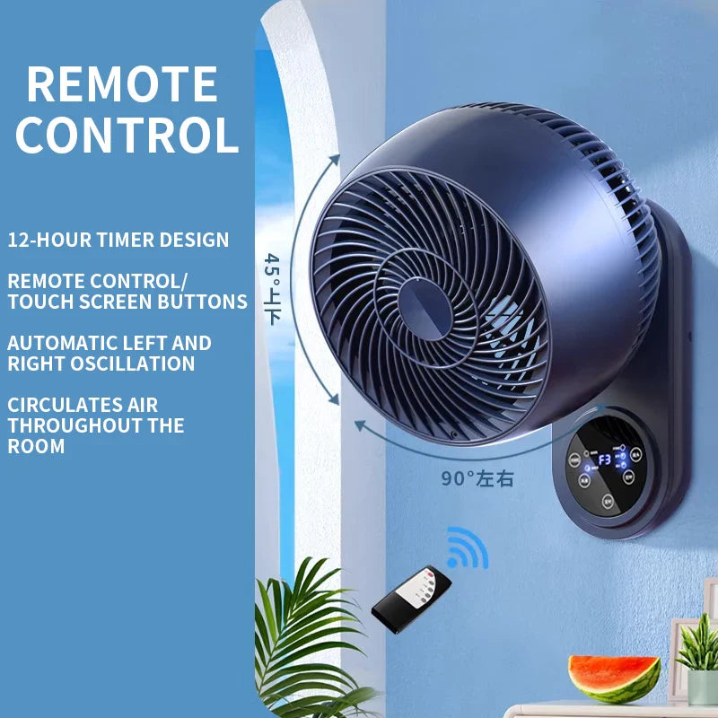 Wall-Mounted Air Circulation Fan | Remote & Voice Control