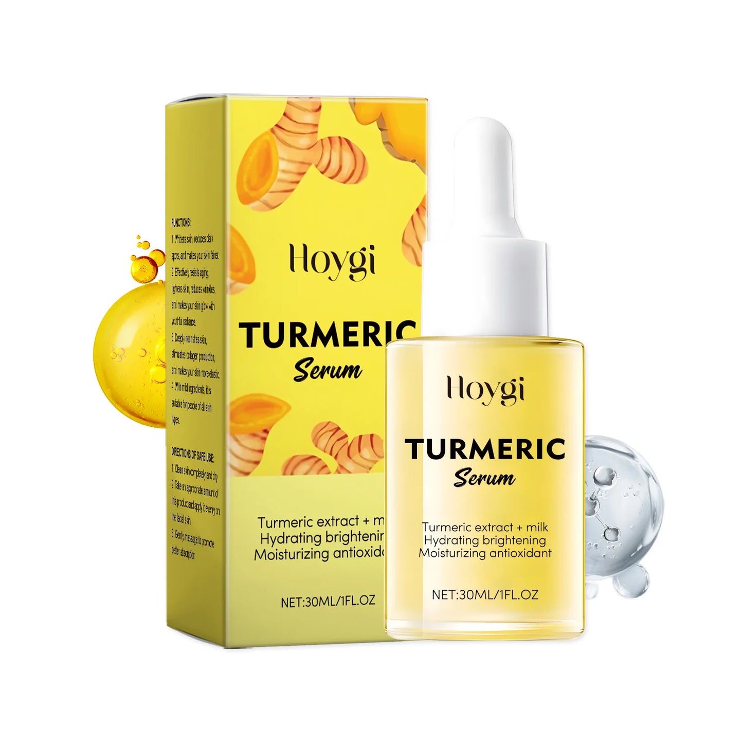 Turmeric Face Serum Shrink Pore Light Dark Spots Even Skin Tone Cream Oil Control Reduce Melanin Nourishing Rejuvenation Essence Peaceful Pleasures Health and Wellness Serum