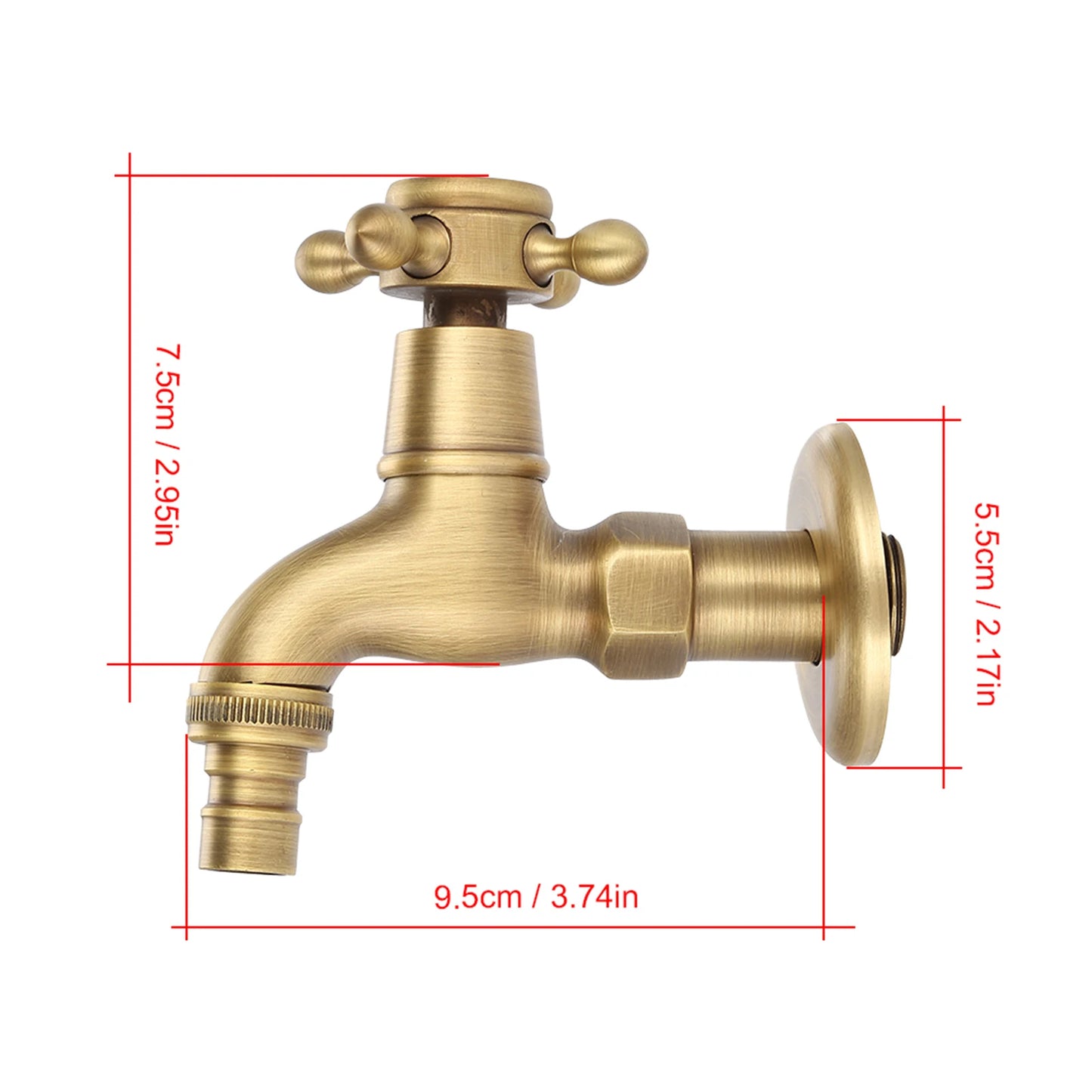 Vintage Solid Brass Single Handle Faucet Washing Machine Wall Mounted