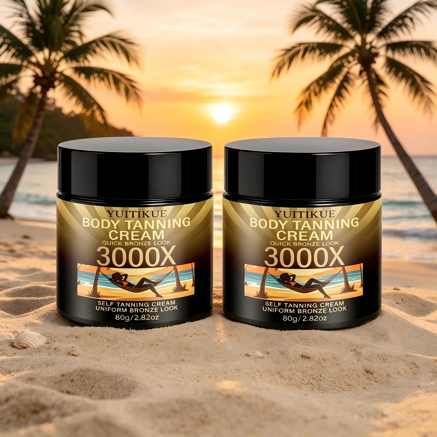 YUITIKUE 3000X Body Tanning Cream 80g for Quick, Uniform Bronze Sunless Tanning Look Peaceful Pleasures Health and Wellness 2pc