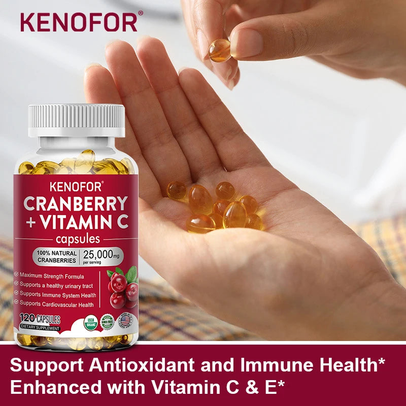 Cranberry Supplement with Vitamin C, 25,000mg, Immune & Antioxidant Support, Women Urinary Tract Health Supplement, Non-GMO Peaceful Pleasures Health and Wellness