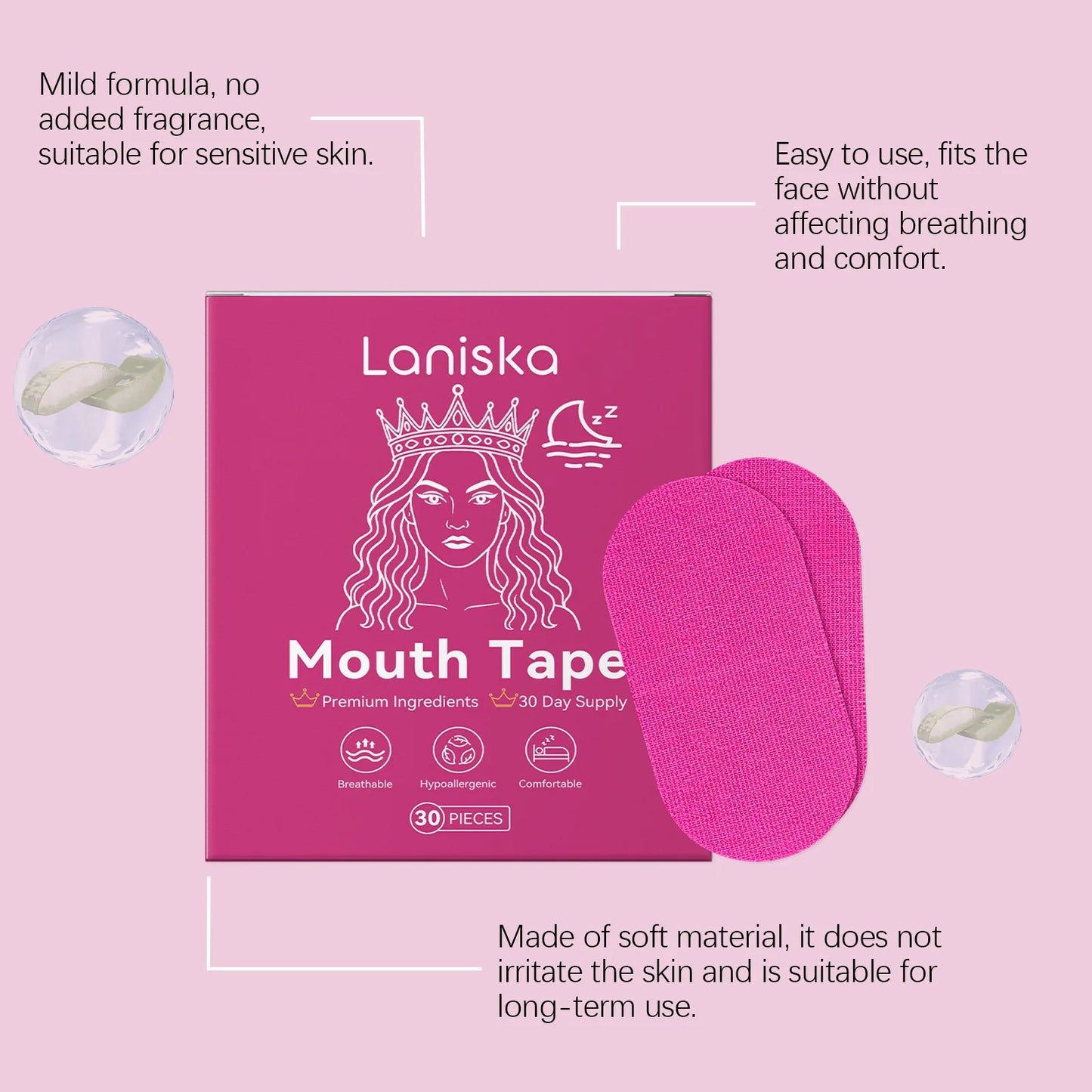 Laniska Lavender Sleep Mouth Tape | Nose Breathing Patch 30pc