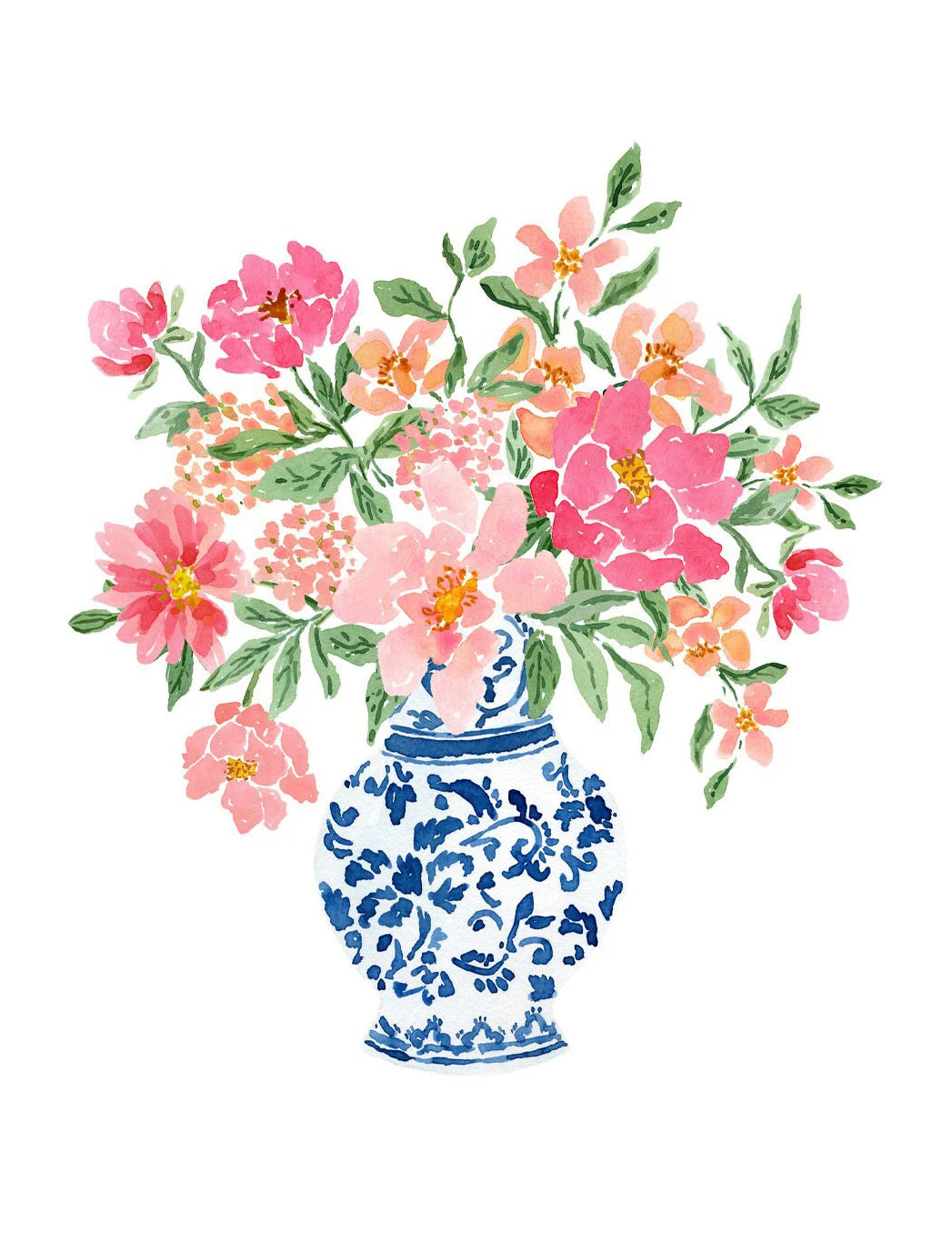 Watercolor Blue & White Vase Floral Canvas Wall Art | Unframed Canvas Wall Art Peaceful Pleasures Health and Wellness DM73-18 30x40cm Unframed