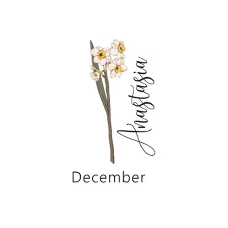 Personalized Birth Flower Glass Cup | Bamboo Lid & Straw Gift