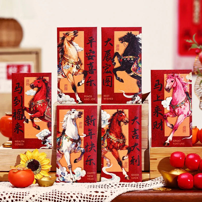 2026 Year of the Horse Chinese New Year Red Envelopes – 6 Pack