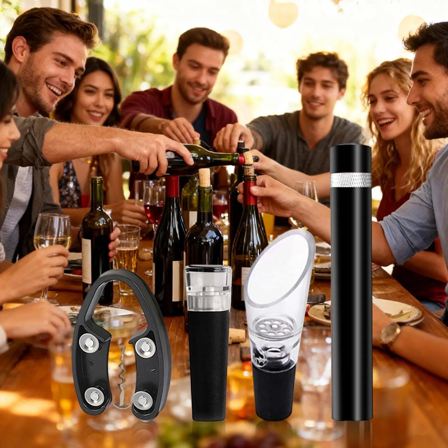 Air Pressure Wine Opener 4-Piece Set | Aluminum Corkscrew