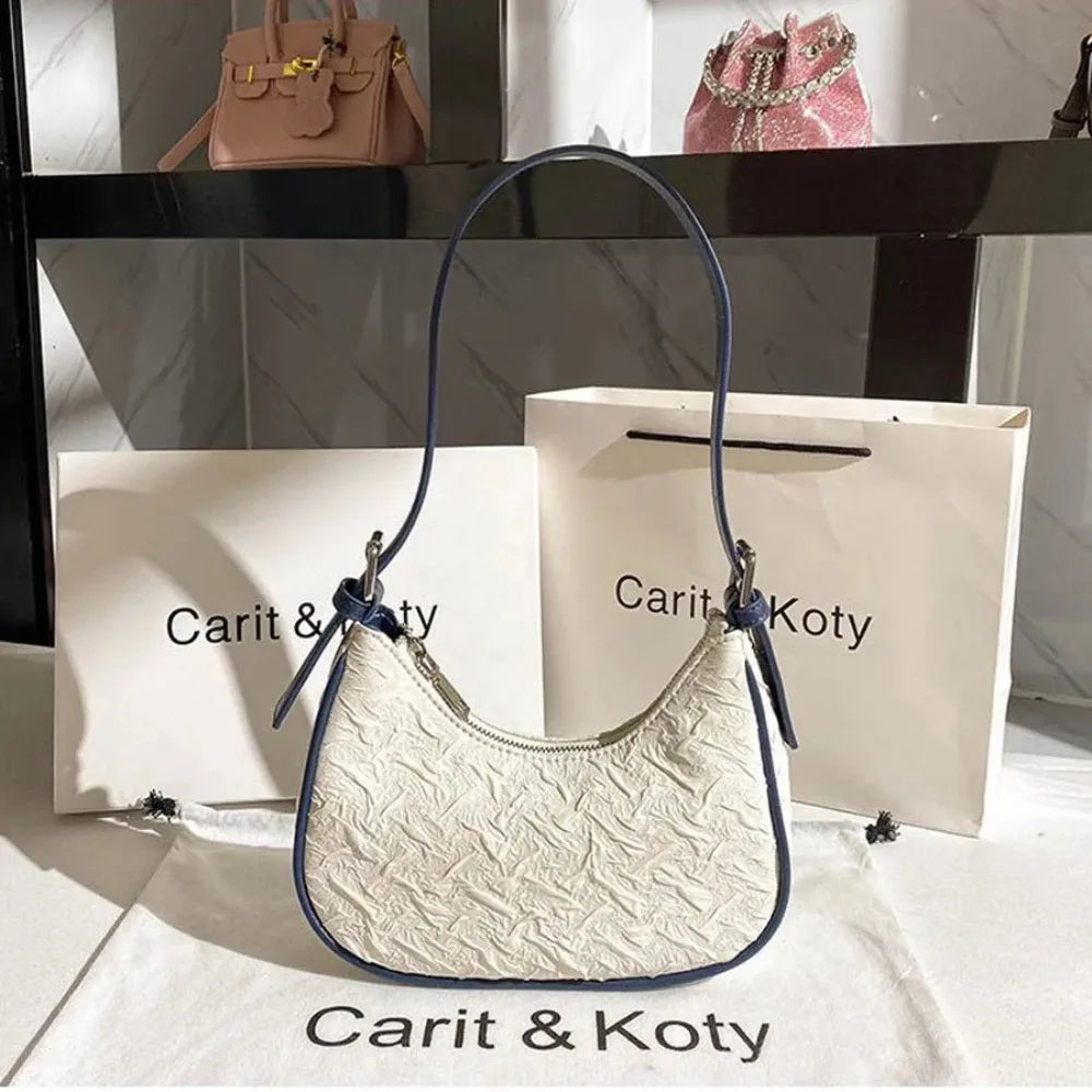 Original design advanced sense this year's popular pleated bag female summer niche design crescent bag underarm bag shoulder Peaceful Pleasures Health and Wellness