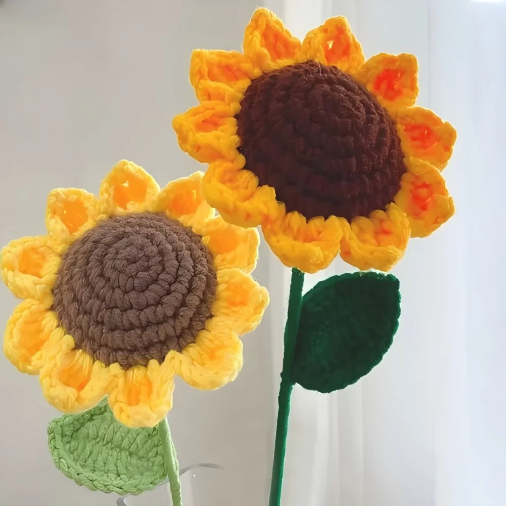 3Pcs Sunflower Hand Woven Bouquet Creative Wool Knitting Flower Sunflower Decorations Teachers Day Mother S Day Birthday Gift Peaceful Pleasures Health and Wellness 3PCs 40X9cm