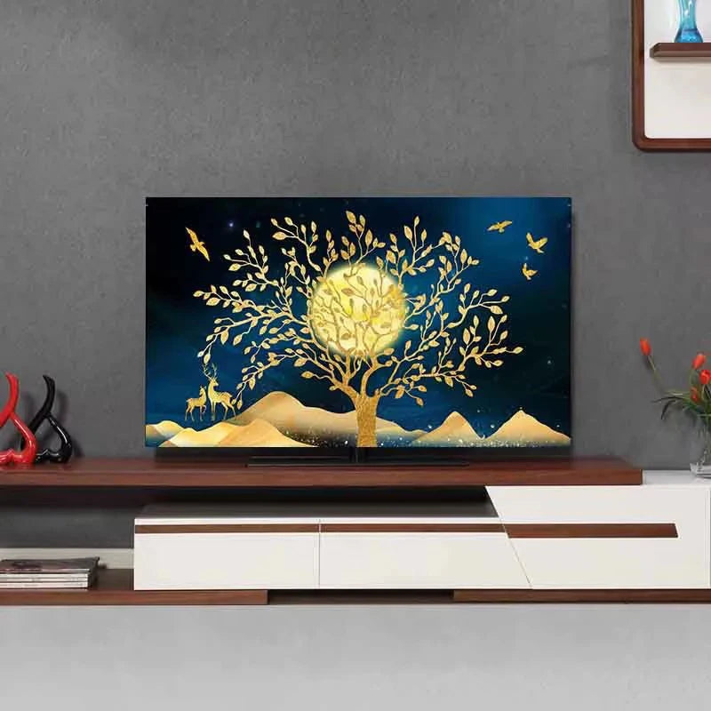 Golden Tree of Life Canvas Wall Art | Night Sky Stars Print Canvas Wall Art Peaceful Pleasures Health and Wellness ZLH4997 90x130cm No Frame