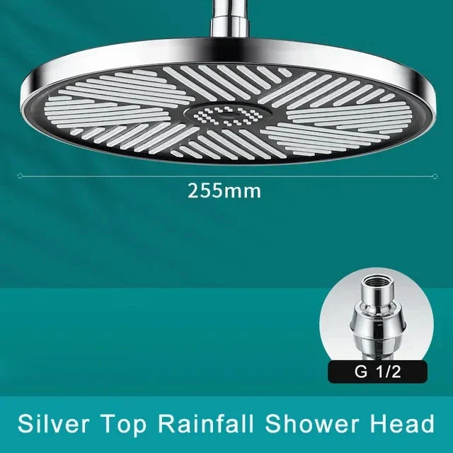 13cm Rainfall Shower Head | High Pressure, 3 Modes, Water Saving