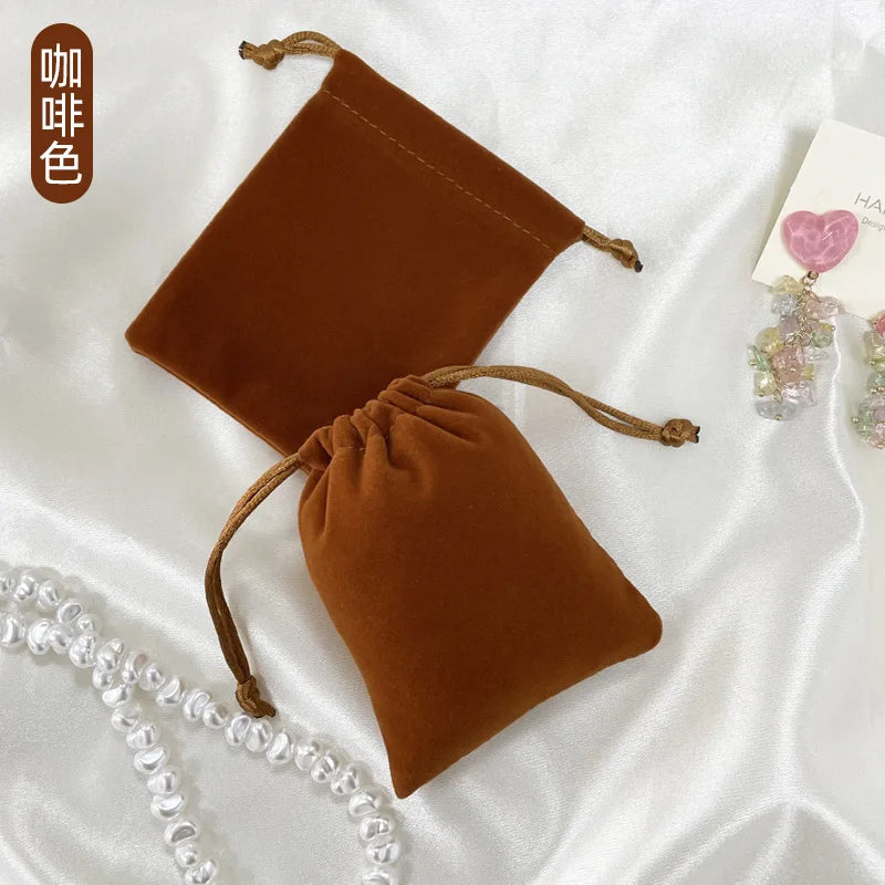 100pcs Velvet Bags 7x9 cm Drawable Jewelry Packaging Bag Gift Wedding Party Display Present Sweets Packing Pouches Peaceful Pleasures Health and Wellness Coffee Other