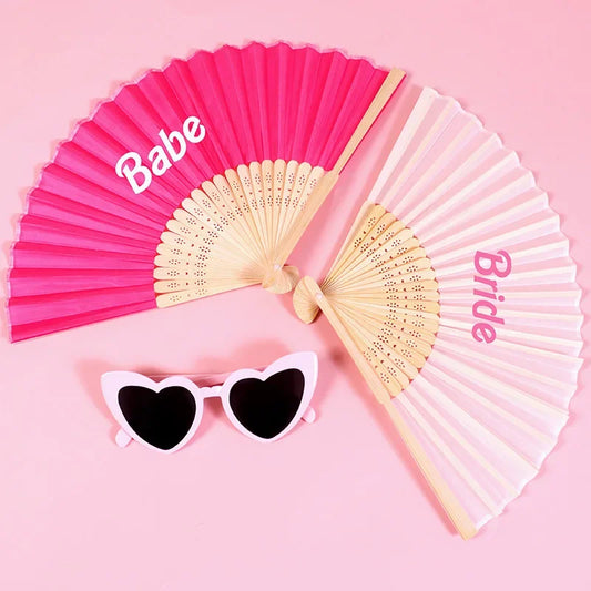 Hot Pink Bride Babe Hand Fan | Bachelorette Party Gift Bachelorette Party Fan Peaceful Pleasures Health and Wellness