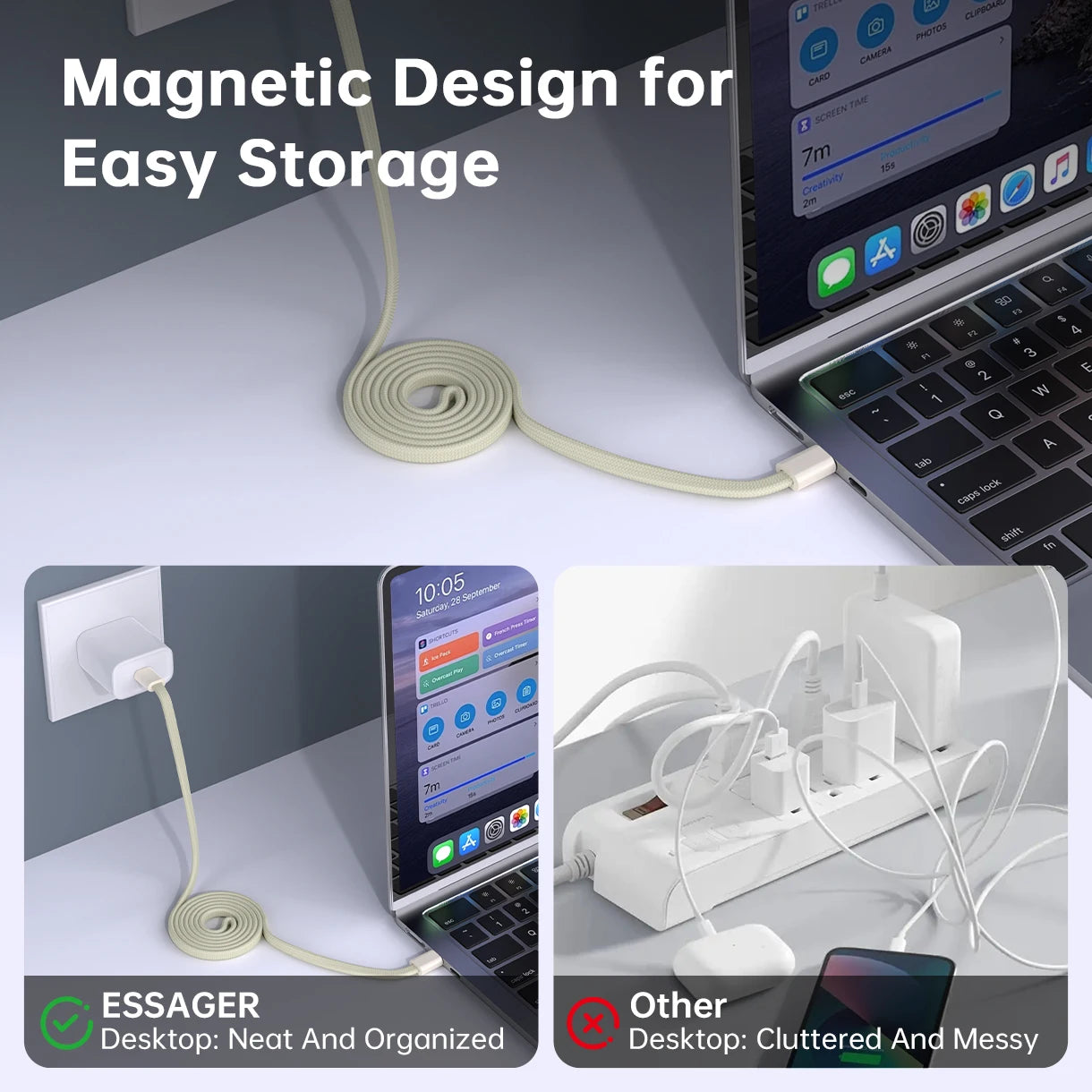 100W USB-C Magnetic Fast Charging Cable | 480Mbps Data