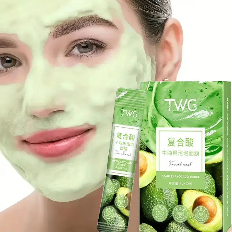 Avocado Bubble Facial Mask Set 12 Pcs – Cleanse & Moisturize Bubble Face Mask Peaceful Pleasures Health and Wellness