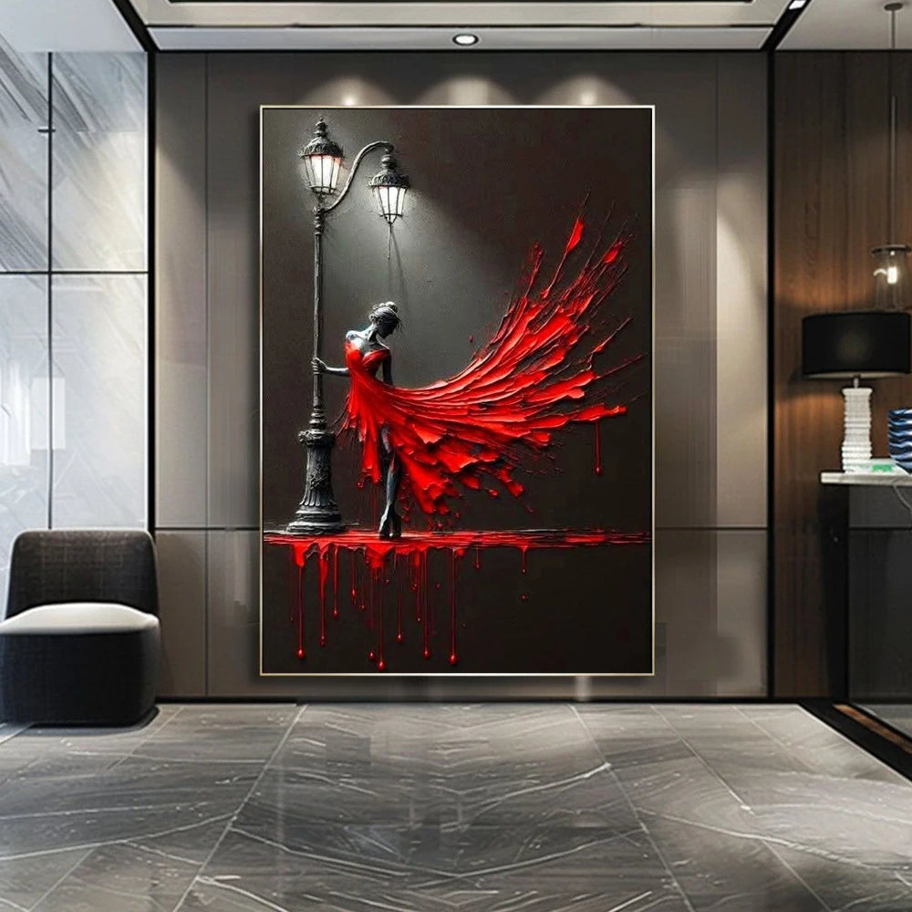 Abstract Wall Art Woman Dancing Under The Streetlight Poster Print For Office Living Room Home Decor Modern Canvas Painting G Peaceful Pleasures Health and Wellness