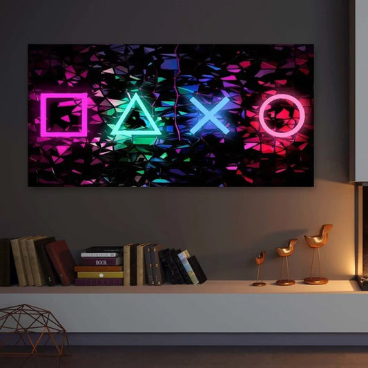 Creative Neon Game Symbol Poster Printing, Wall Art Pictures, Boy Room Decoration, Birthday Gift, Wall Decoration, Home Decor Peaceful Pleasures Health and Wellness