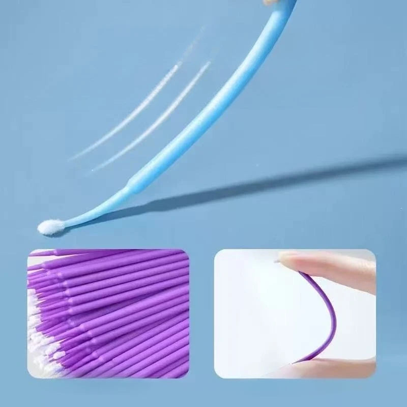 100Pcs Eyelash Micro Cleaning Brushes | Lash Extension Swabs