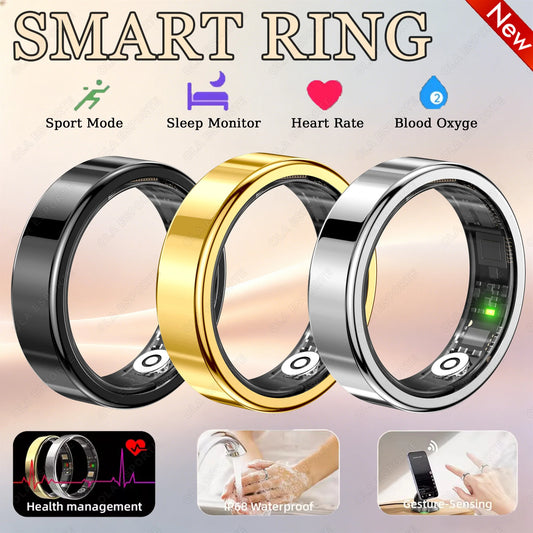 2026 New Smart Ring Men Women, Heart Rate Blood Oxygen and Sleep Monitor Smartring IP68 & 5ATM Waterproof, Multi-sport Mode Ring Peaceful Pleasures Health and Wellness