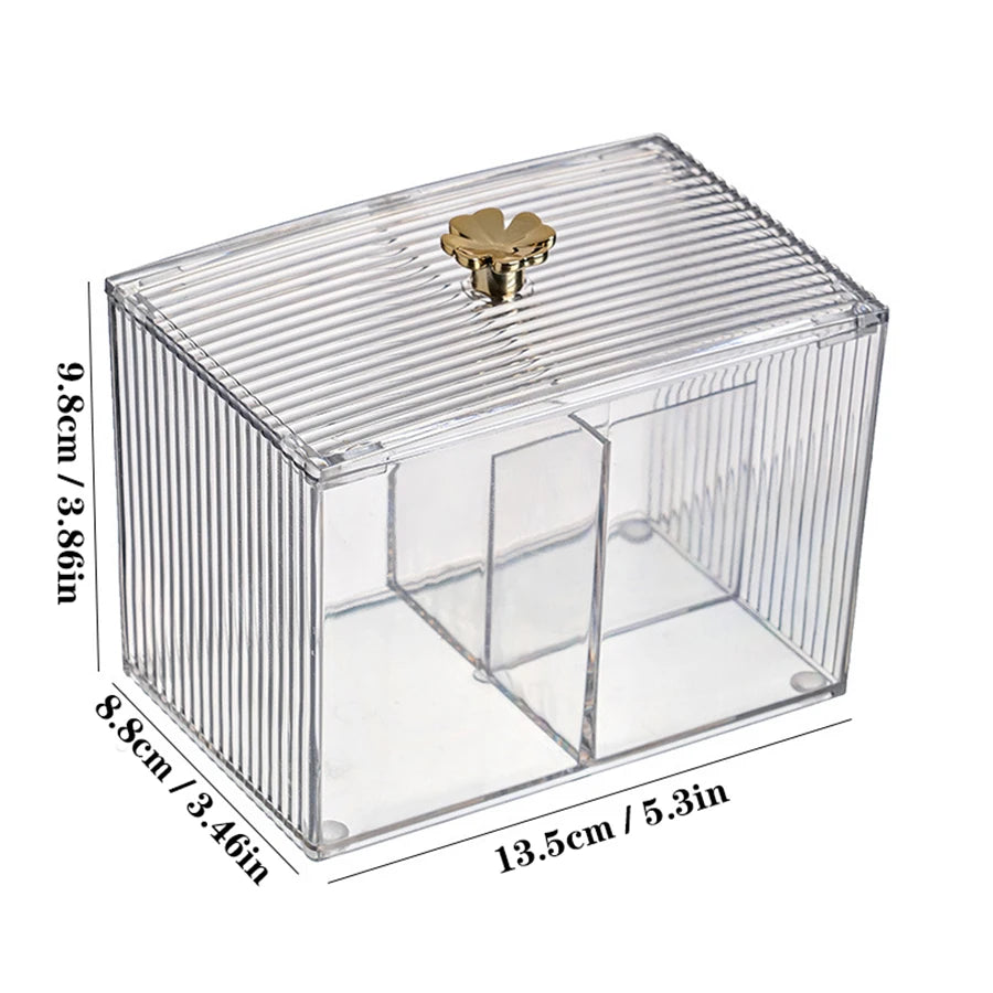 3-Section Clear Apothecary Jar with Lid – Qtip, Cotton Ball & Swab Holder for Bathroom Vanity