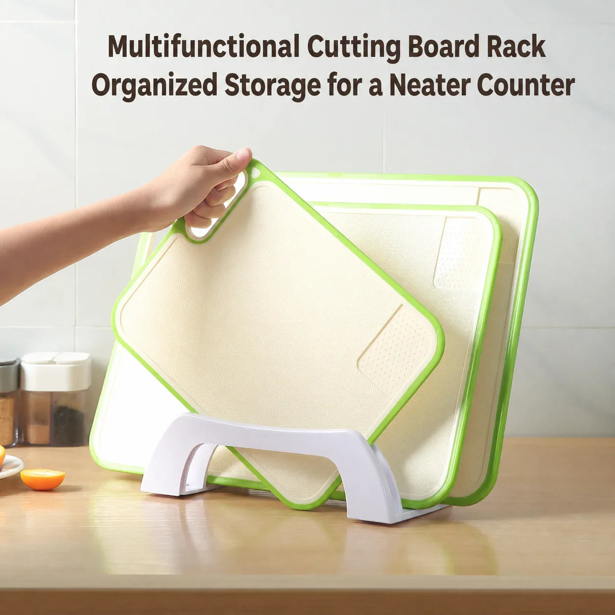 Kitchen Countertop Storage Rack | Cutting Board & Pot Lid Organizer