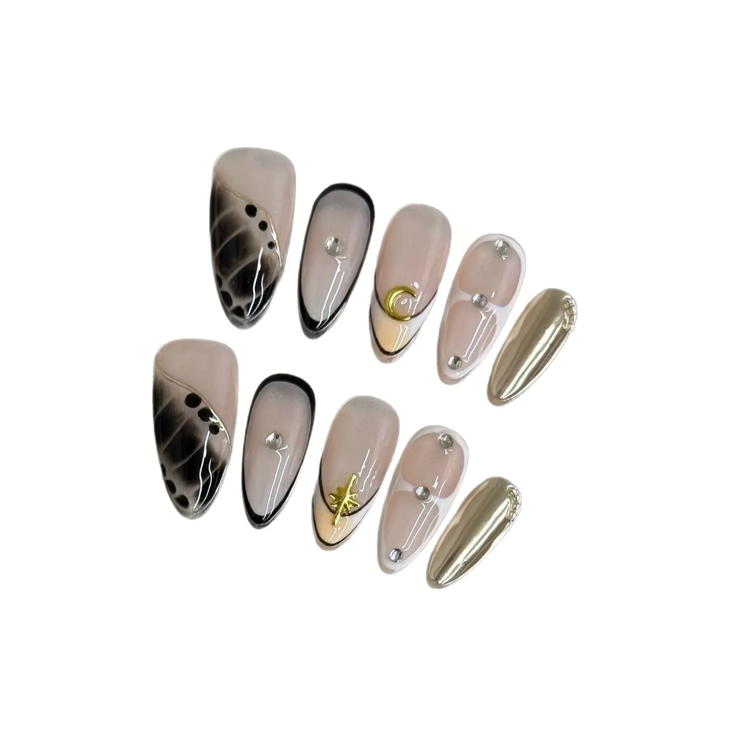 10pcs Handmade Y2k Almond Press on Nails Sweet Cool Crocodile Print Fake Nail Tips Wearable Summer Spice Girl French False Nails Peaceful Pleasures Health and Wellness